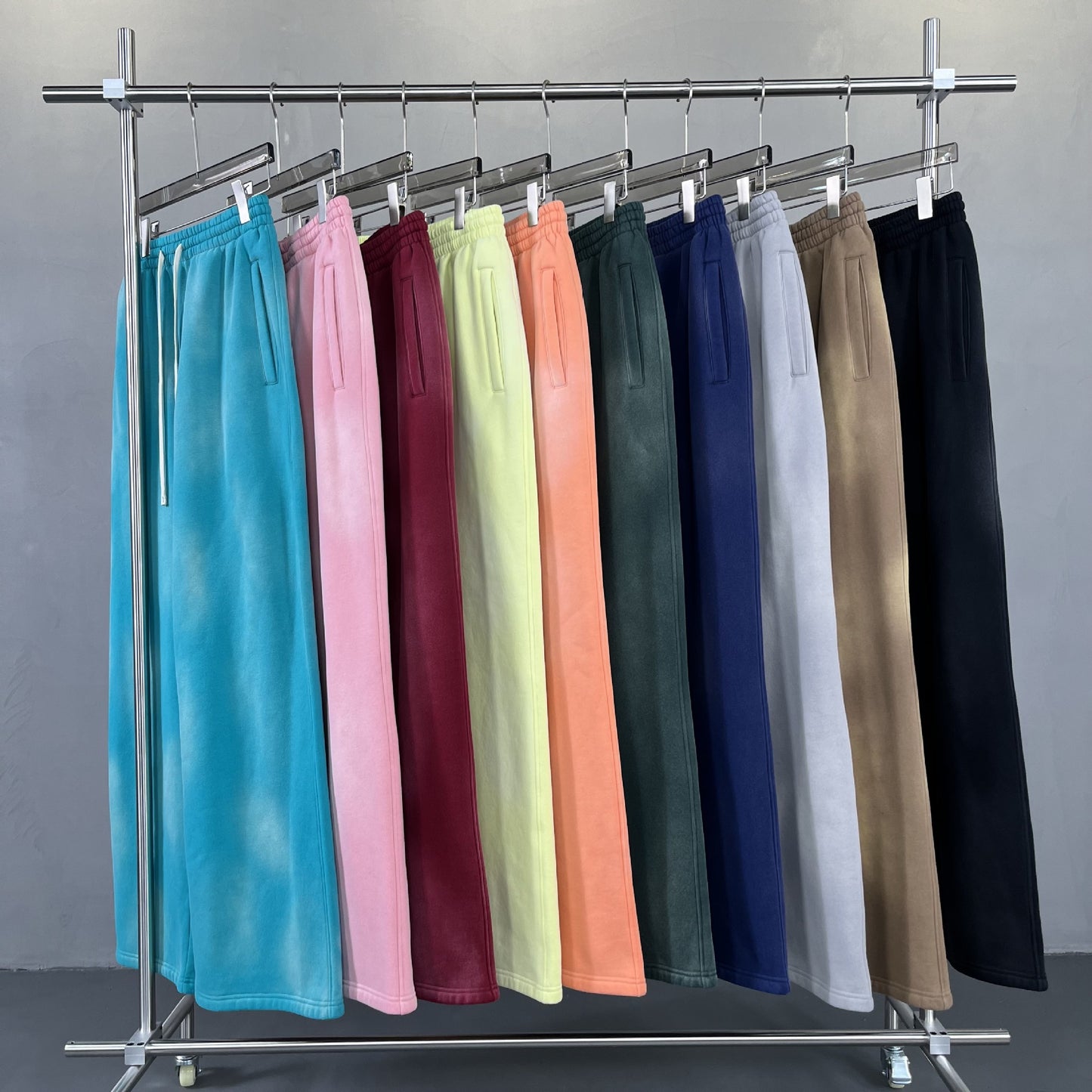 American Street Fashion Style For Men And Women Distressed Fleece Straight Wide-leg Casual Pants