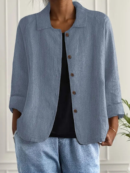 European And American Cotton And Linen Shirt Women's Casual Slimming Cardigan Coat