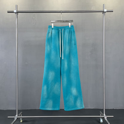 American Street Fashion Style For Men And Women Distressed Fleece Straight Wide-leg Casual Pants