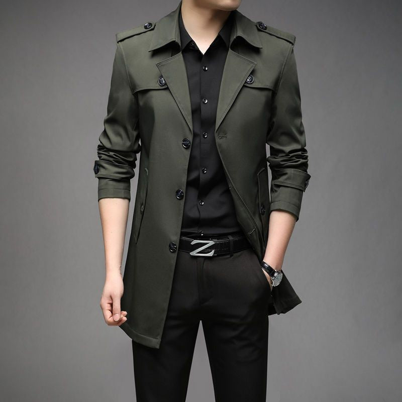 Windbreaker Mid-length Casual Jacket Slim Business Men's Suit Jacket