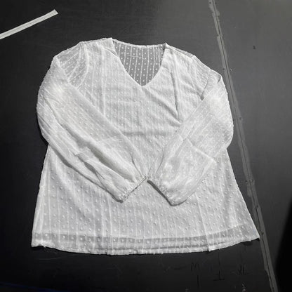 Long Sleeve Loose Pullover V-neck Fake Two-piece Top