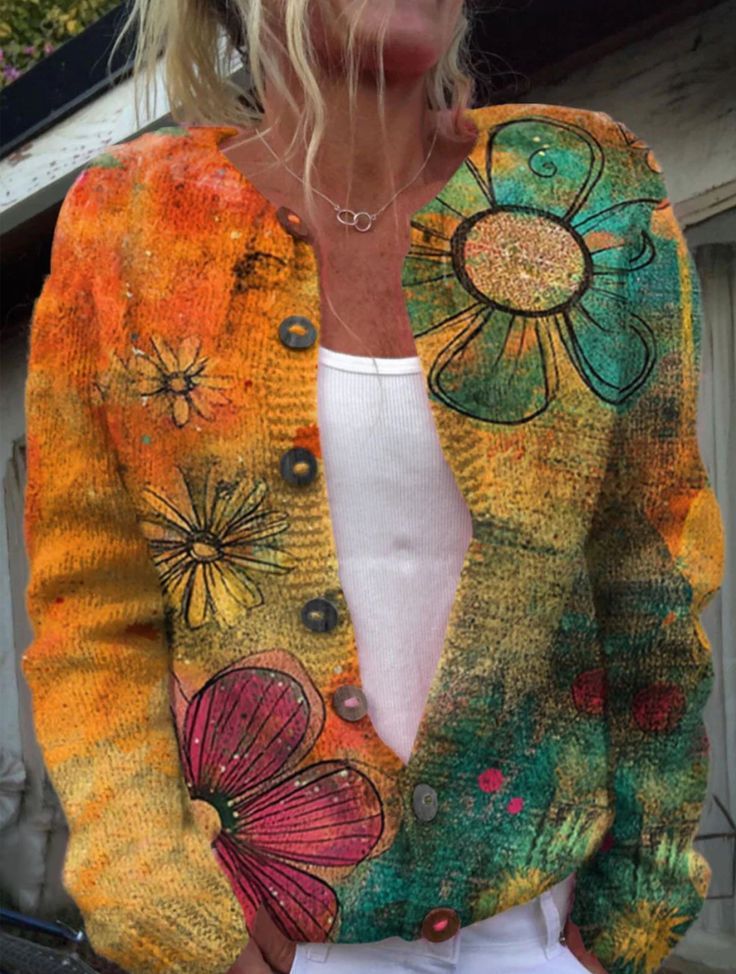 Women's Cartoon Pattern Christmas Printed Cardigan