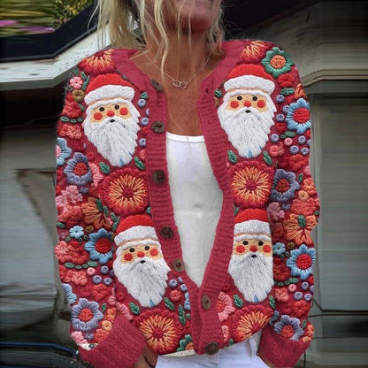 Women's Cartoon Pattern Christmas Printed Cardigan