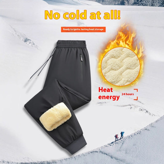 Plus-sized Plus Size Cashmere Fleece-lined Thickened Winter Wear Warm And Loose Straight Casual Pants