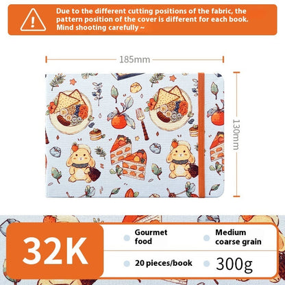 Feiluniao Watercolor Notebook Fabric Handmade Mini Portable Portable Character Sketch Hand Painted Graffiti Drawing Book