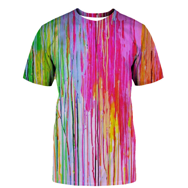 Casual 3D Water Drop Print Round Neck T-shirt