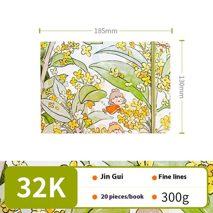 Feiluniao Watercolor Notebook Fabric Handmade Mini Portable Portable Character Sketch Hand Painted Graffiti Drawing Book