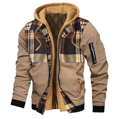 Autumn And Winter Thick Plus Size Men's Solid Color Hooded Jacket