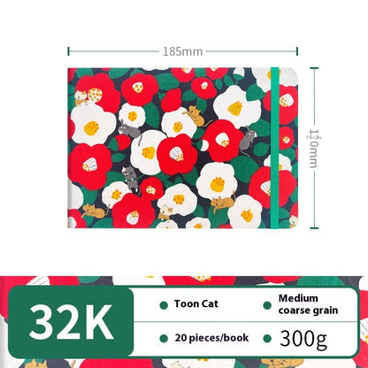 Feiluniao Watercolor Notebook Fabric Handmade Mini Portable Portable Character Sketch Hand Painted Graffiti Drawing Book