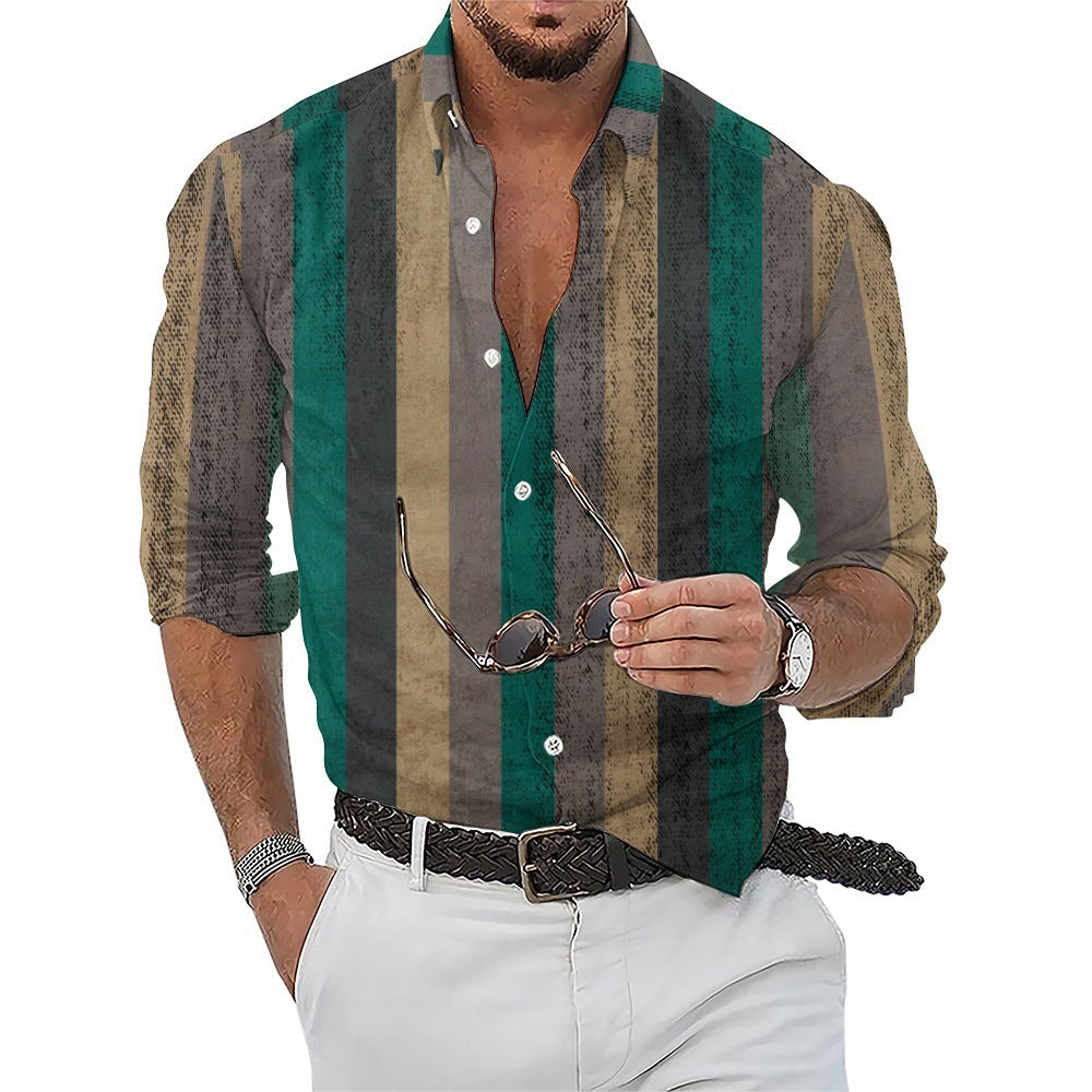 Men's Long Sleeve Shirt Striped Print