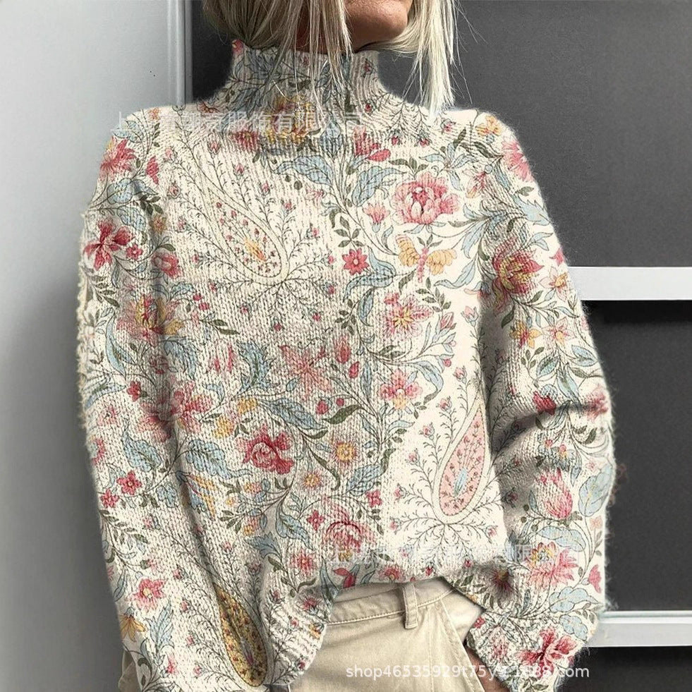 Women's 3D Digital Printing Fresh Cloak Coat Sweater Pullover