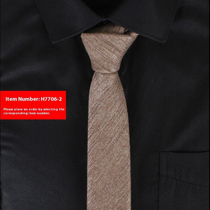 Solid Color Korean Style Narrow Cotton Men's 6cm Formal Wear Business Casual Wedding Tie