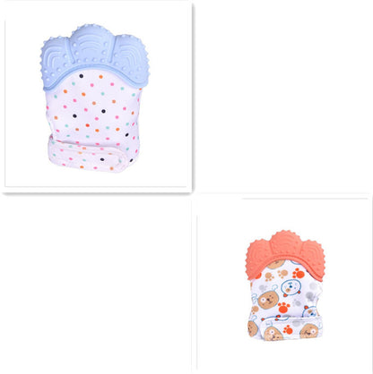 Baby teether baby anti-bite silicone molar gloves children's sound toys