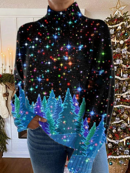 Women's Christmas Printed Turtleneck Sweater