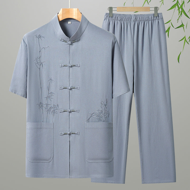 Cotton Short-sleeved Leisure For The Elderly Suit Grandpa