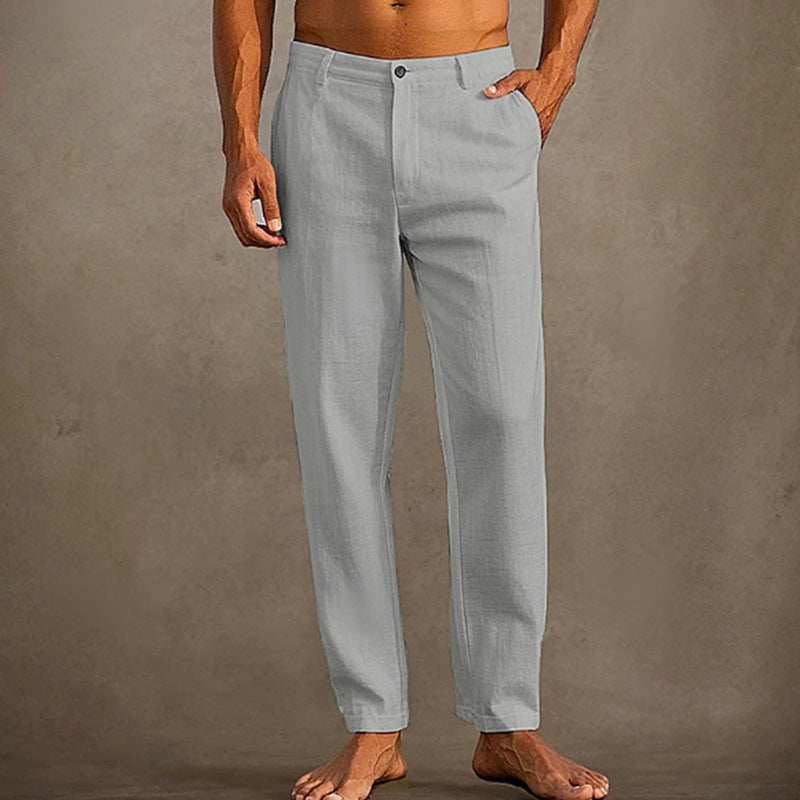 Men's Linen Beach Diagonal Pocket Cool Comfortable Breathable Skinny Pants