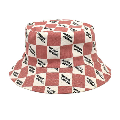 Letter Plaid Bucket Hat Women's Fashion Double-sided Wear Bucket Hat