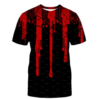 Casual 3D Water Drop Print Round Neck T-shirt