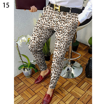 Autumn And Winter New 3D Printed Slim-fit Plaid British Casual Trousers