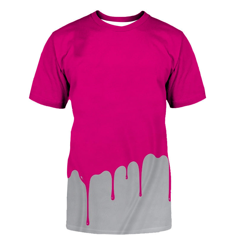 Casual 3D Water Drop Print Round Neck T-shirt