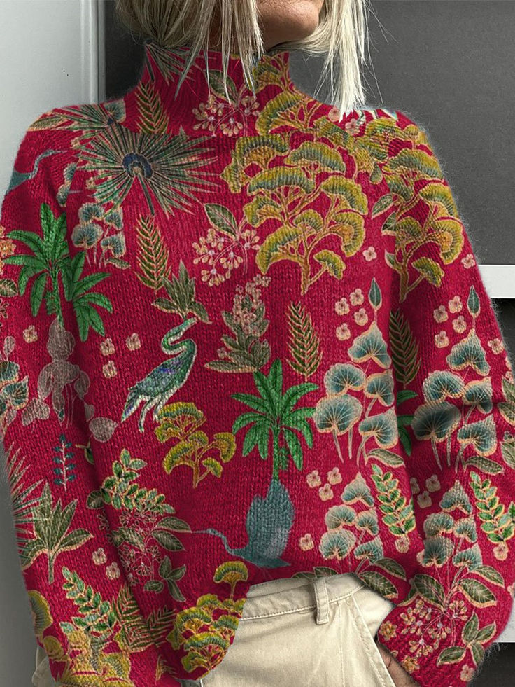 Women's 3D Digital Printing Fresh Cloak Coat Sweater Pullover