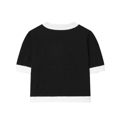 Contrast Color Beaded Leather Round Neck Top Stretch High-waisted Trousers Suit