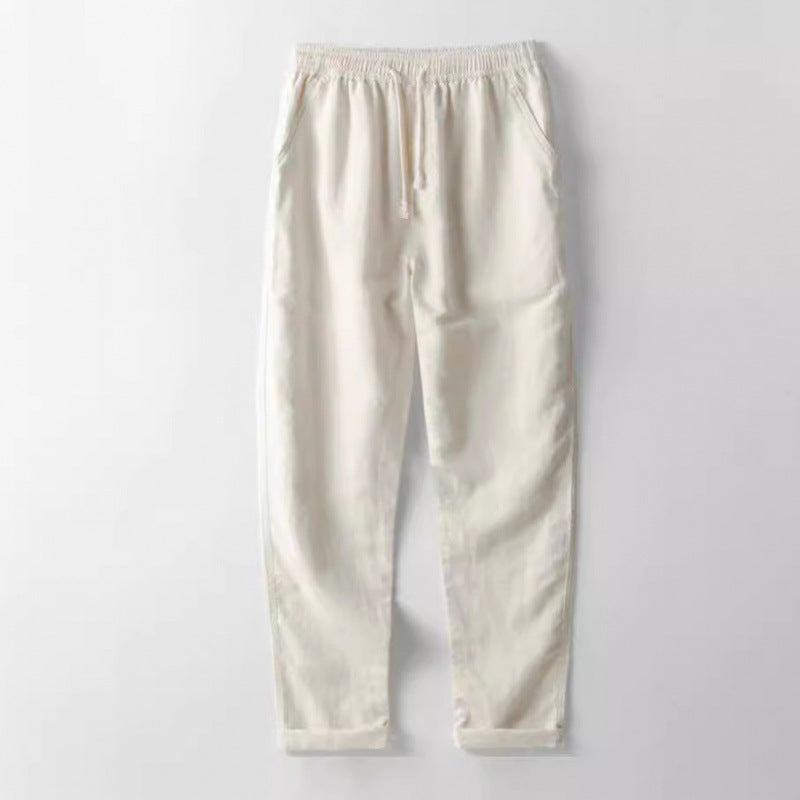 Men's Stand Collar Versatile Slim Cotton And Linen Casual Pants
