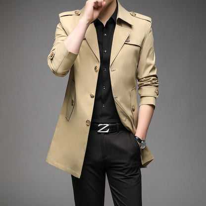 Windbreaker Mid-length Casual Jacket Slim Business Men's Suit Jacket