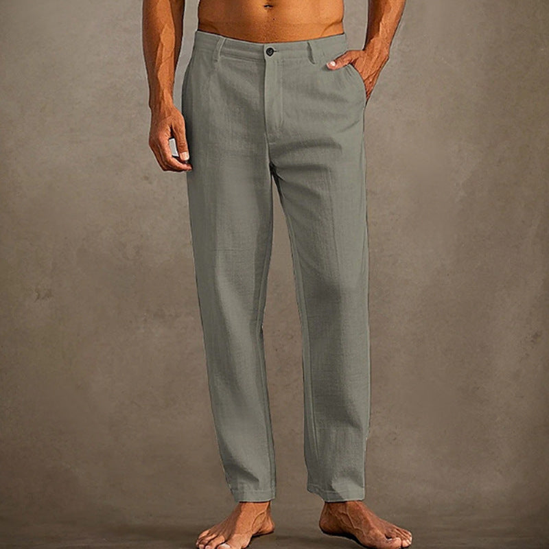 Men's Linen Beach Diagonal Pocket Cool Comfortable Breathable Skinny Pants