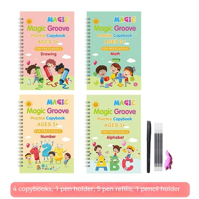 Children's Groove English Calligraphy Practice Board French German Painting Magic English Stickers Copy Control Pen Training Book