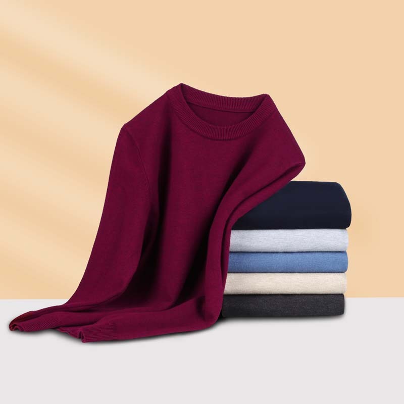 Men's Warm Leisure Solid Color Round Neck Sweater