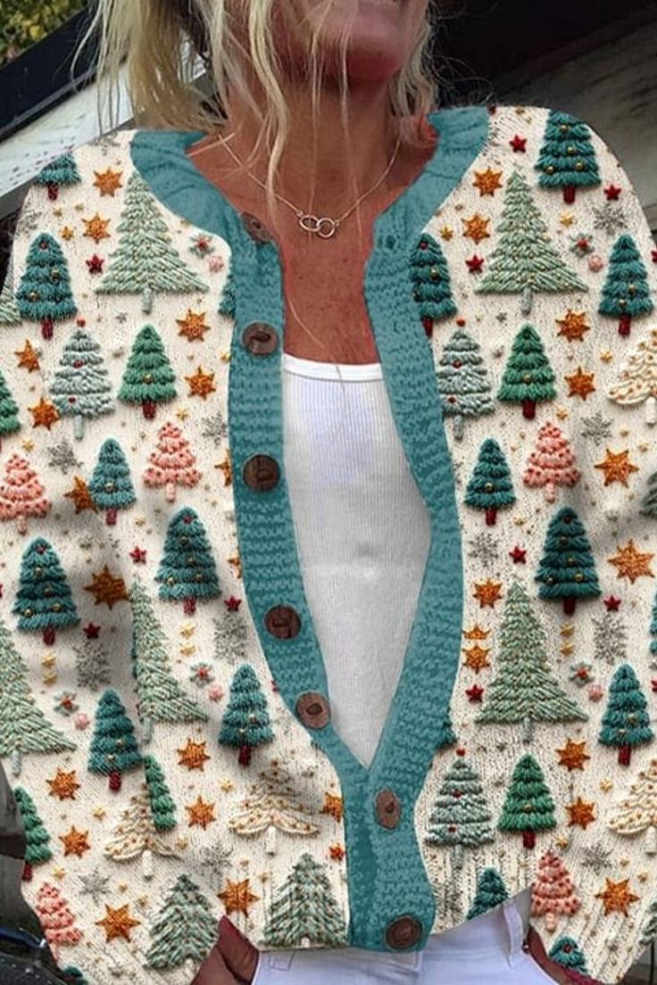 Women's Cartoon Pattern Christmas Printed Cardigan