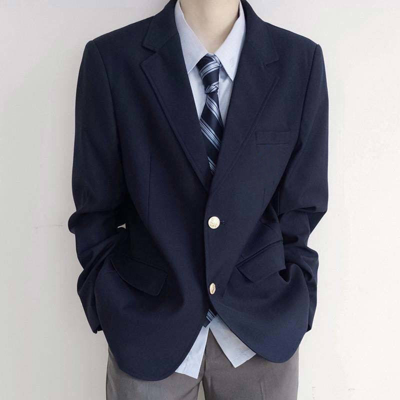 Solid Color Two Button Suit Middle School College Male Class And School Uniforms