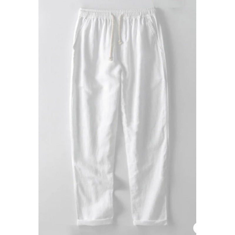 Men's Stand Collar Versatile Slim Cotton And Linen Casual Pants