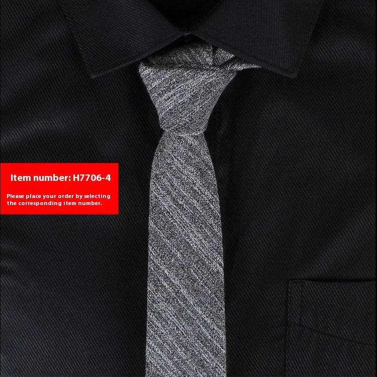 Solid Color Korean Style Narrow Cotton Men's 6cm Formal Wear Business Casual Wedding Tie