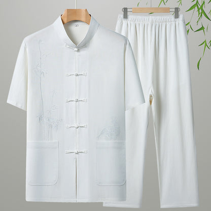 Cotton Short-sleeved Leisure For The Elderly Suit Grandpa