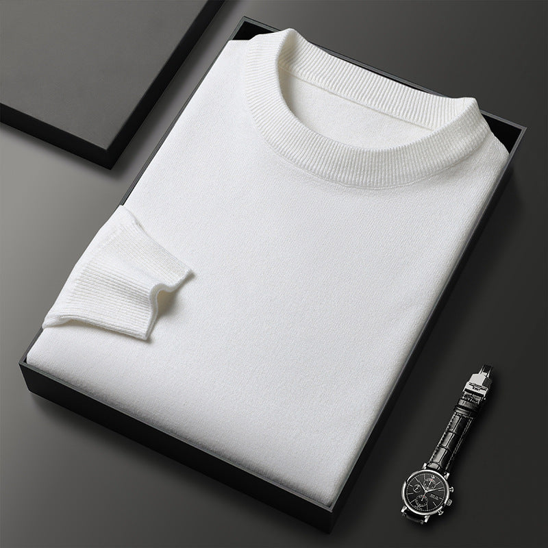 Men's Warm Leisure Solid Color Round Neck Sweater