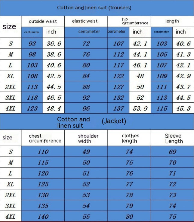 New Men's Casual Solid Color Pocket Elastic Cotton And Linen Suit