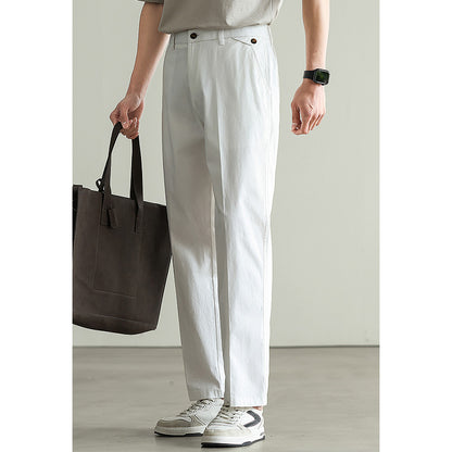 Cotton Blended Elasticated Slacks Men's Straight