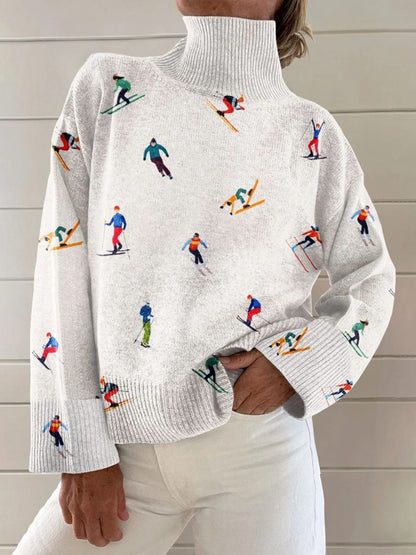 Women's Christmas Printed Turtleneck Sweater