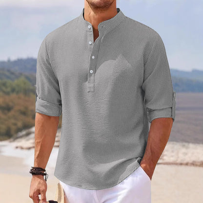 Men's Half Sleeve Polo Shirt Waffle Casual Loose